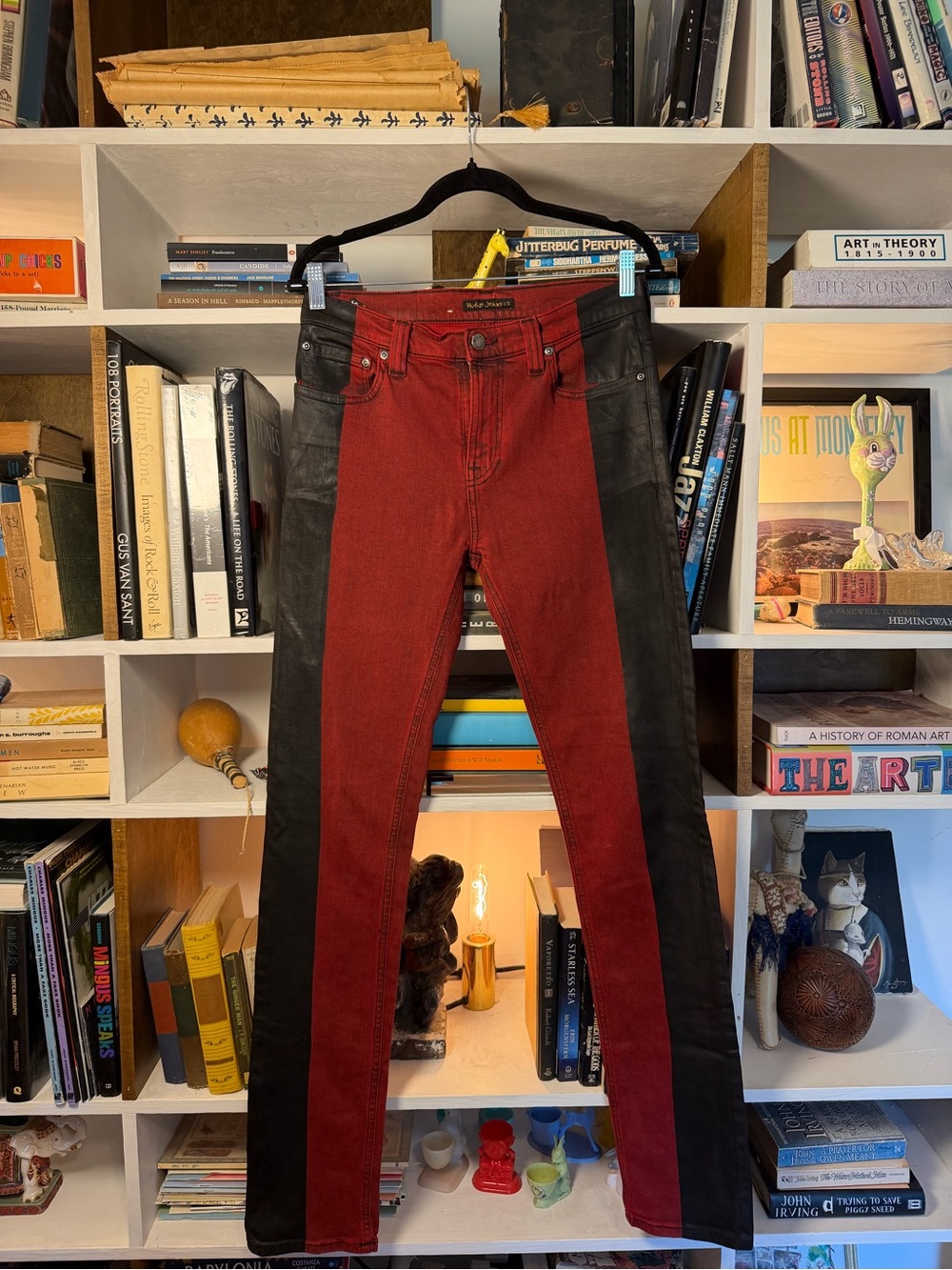 Nudie Jeans Two-Tone Red and Black Skinny Jeans